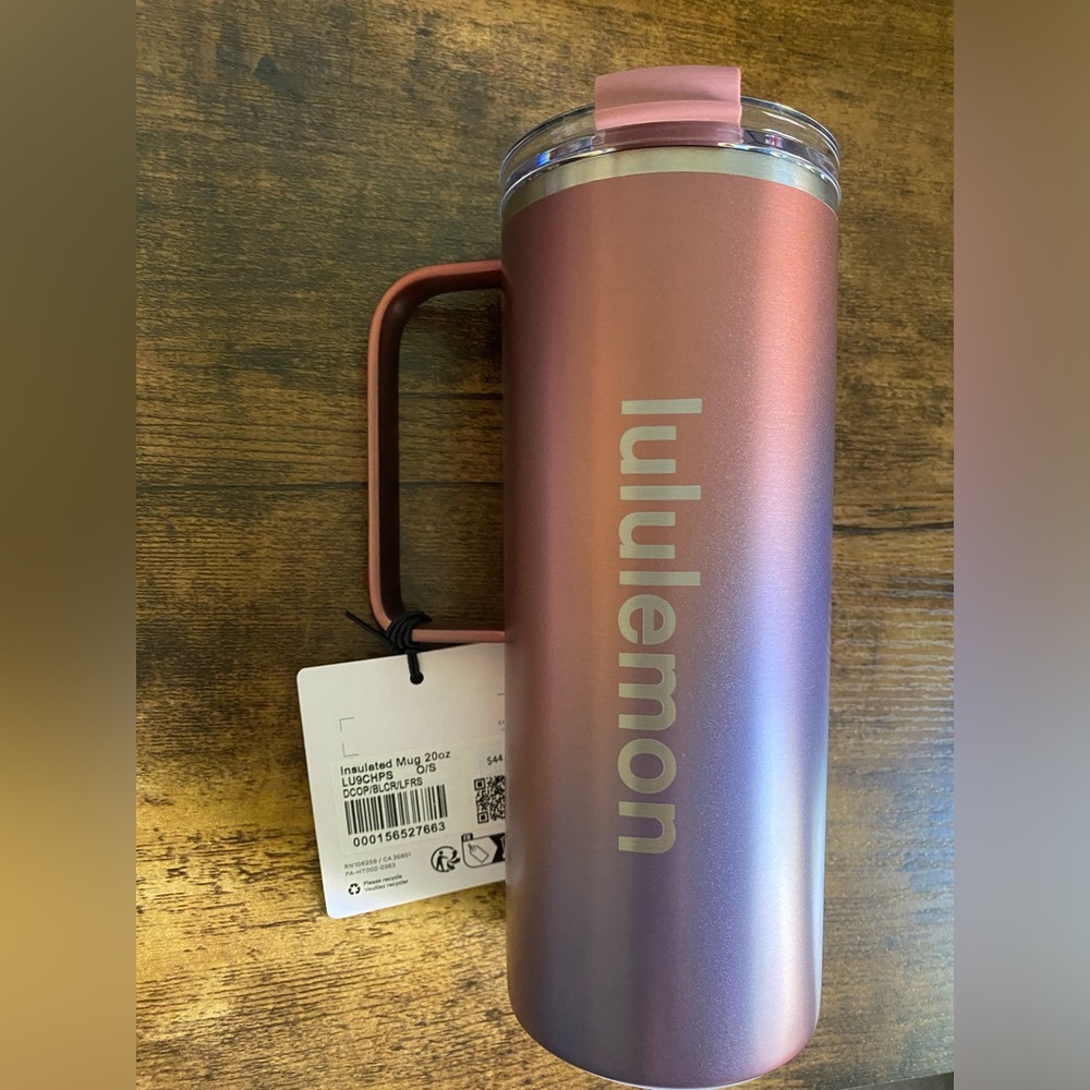 NWT $44 Lululemon Insulated Mug 20oz Pink/Coral/Lavender Water Bottle